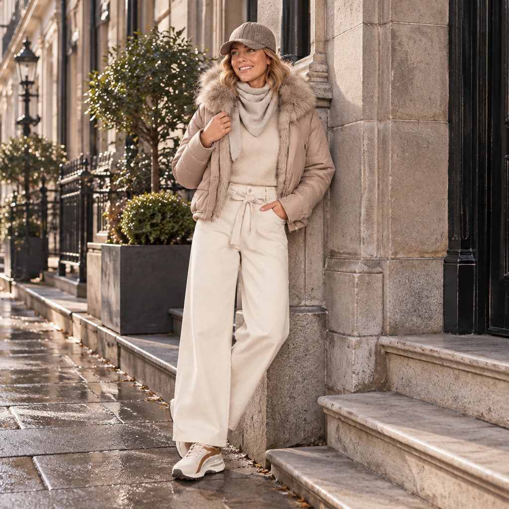 Bontkraag in beige