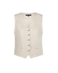 Red Button Waistcoat cotton linen