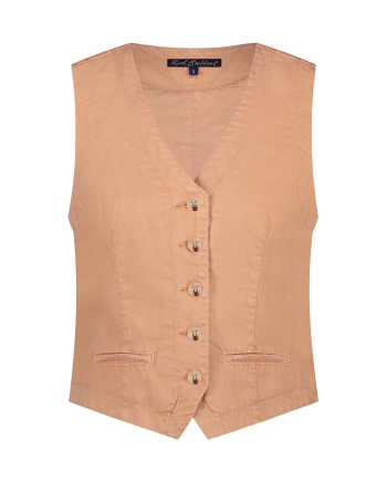 Red Button Waistcoat cotton linen