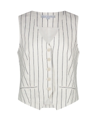 Red Button Waistcoat cotton linen stripe