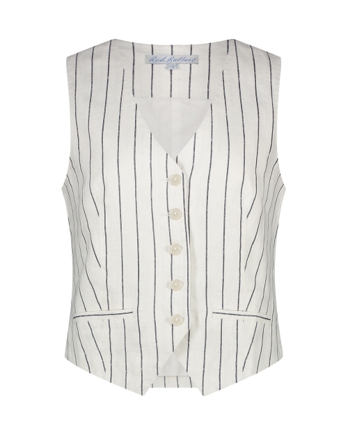 Red Button Waistcoat cotton linen stripe
