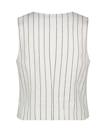 Red Button Waistcoat cotton linen stripe