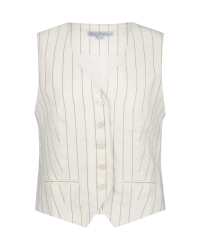 Red Button Waistcoat cotton linen stripe