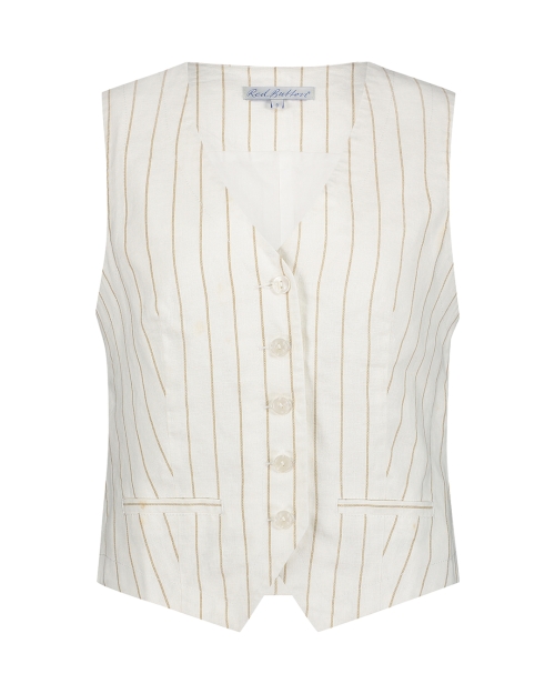 Red Button Waistcoat cotton linen stripe