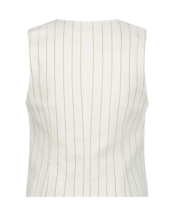 Red Button Waistcoat cotton linen stripe