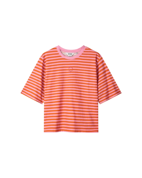 POM Amsterdam TSHIRT - Stripe Orange Pink 998 multi colour