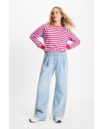 POM Amsterdam LONGSLEEVE - Striped Bright Rose Blue 998 multi colour