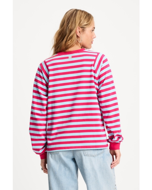 POM Amsterdam LONGSLEEVE - Striped Bright Rose Blue 998 multi colour