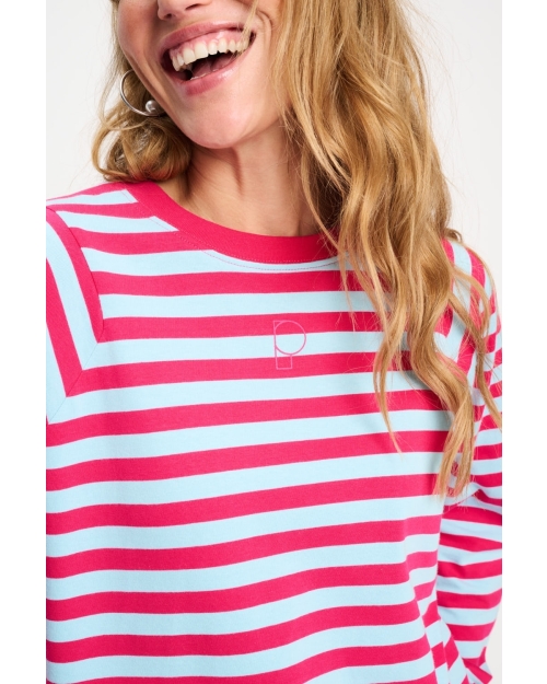 POM Amsterdam LONGSLEEVE - Striped Bright Rose Blue 998 multi colour