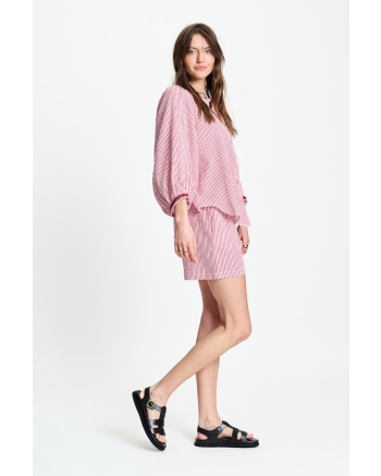 POM Amsterdam BLOUSE - Seersucker Red White 400 red