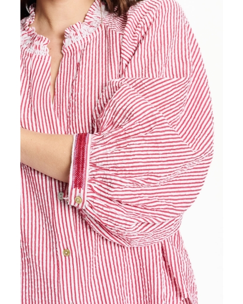 POM Amsterdam BLOUSE - Seersucker Red White 400 red