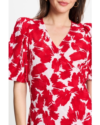 POM Amsterdam DRESS - Crinkle Bubble Bloom Red 400 red