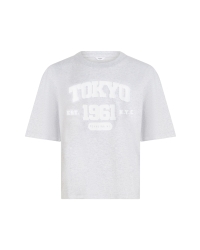 Penn&Ink T-shirt print 83m/01 grey mel.-white