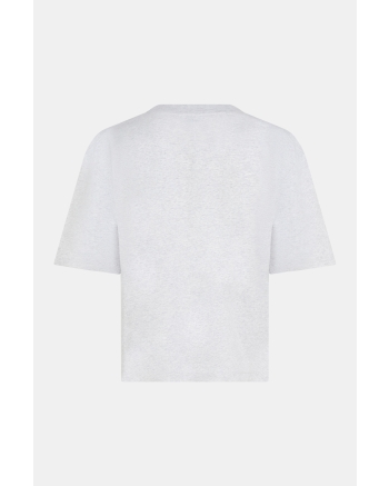 Penn & Ink T-shirt print 83m/01 grey mel.-white
