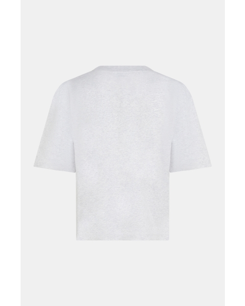 Penn&Ink T-shirt print 83m/01 grey mel.-white