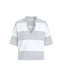 Penn&Ink Jumper stripe 83m/05 grey mel.-ecru