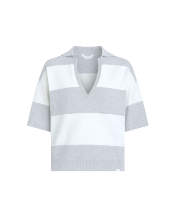 Penn & Ink Jumper stripe 83m/05 grey mel.-ecru