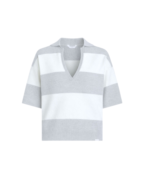 Penn&Ink Jumper stripe 83m/05 grey mel.-ecru