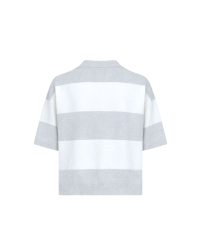 Penn&Ink Jumper stripe 83m/05 grey mel.-ecru