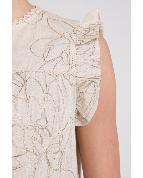 NUKUS Lori Top Embroidery 9 sand