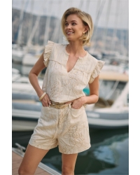 NUKUS Lori Top Embroidery 9 sand
