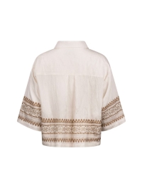 NUKUS Bodine Blouse Embroidery 163 offwhite/camel