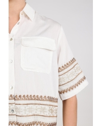 NUKUS Bodine Blouse Embroidery 163 offwhite/camel