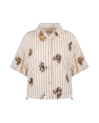 NUKUS Leia Blouse Stripe Paillet 143 offwhite/fango