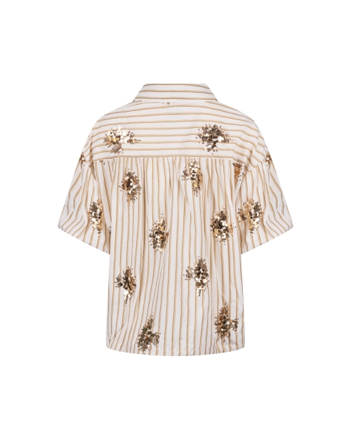 NUKUS Leia Blouse Stripe Paillet 143 offwhite/fango
