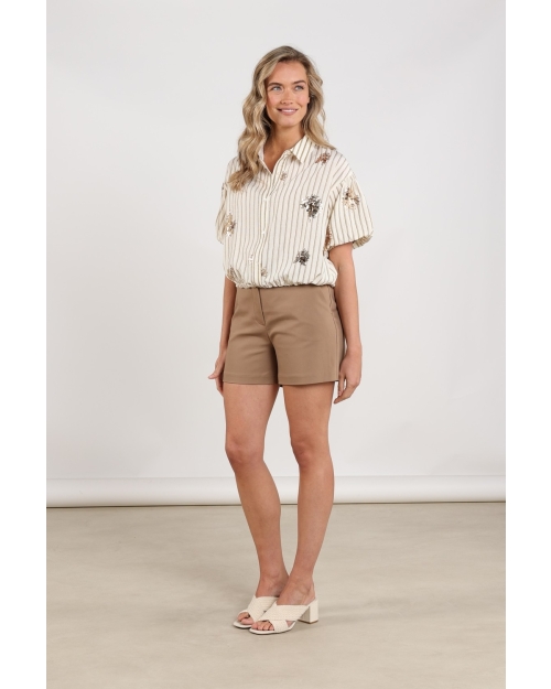 NUKUS Leia Blouse Stripe Paillet 143 offwhite/fango