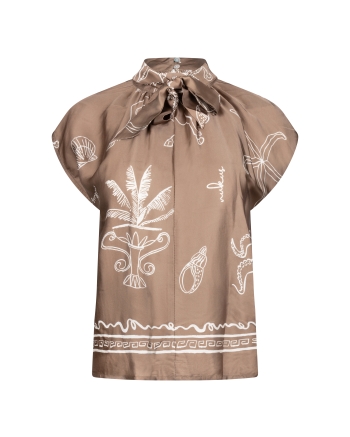 NUKUS Noomi Top Print 273 fango/offwhite