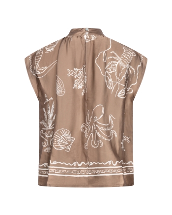NUKUS Noomi Top Print 273 fango/offwhite