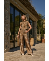 NUKUS Valerie Pants Print 273 fango/offwhite