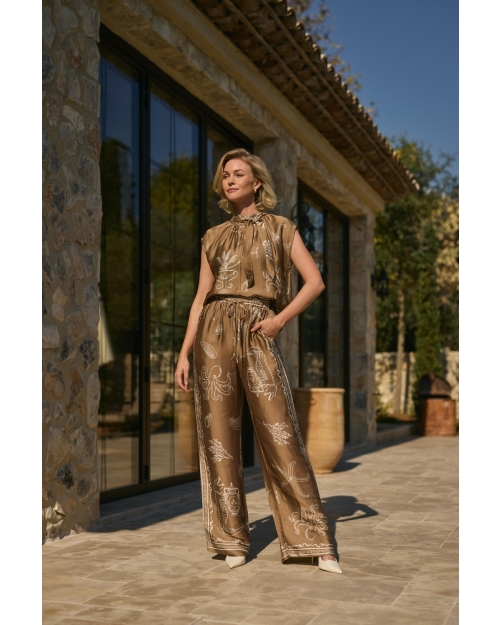 NUKUS Valerie Pants Print 273 fango/offwhite