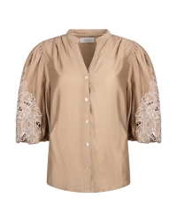NUKUS Rosie Blouse Embrodery 64 camel