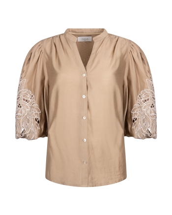 NUKUS Rosie Blouse Embrodery 64 camel