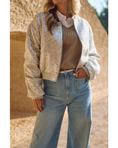 NUKUS Babette Bomber 374 silver/camel