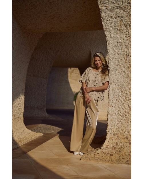 NUKUS Octavia Top Flower 239 sand/gold