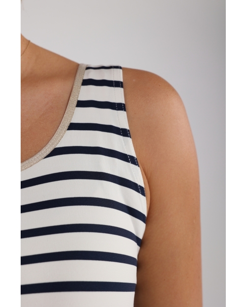 NUKUS Juba Singlet Stripe offwhite/navy