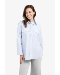 Yaya Gestreepte boyfriend blouse 990481