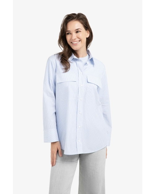 Yaya Gestreepte boyfriend blouse 990481