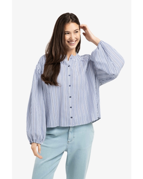 Yaya Gestreepte blouse met plooien 939231