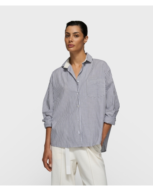 10 Days shirt stripes 3009 white/charcoal