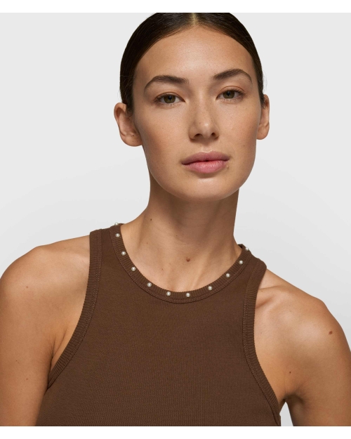 10 Days tank top pearls 1322 dark truffle