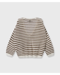 10 Days thin v-neck knit sweater 3082 ecru/dark truffle