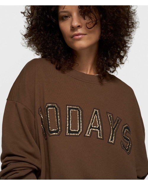 10 Days pleated sweater 10DAYS 1322 dark truffle