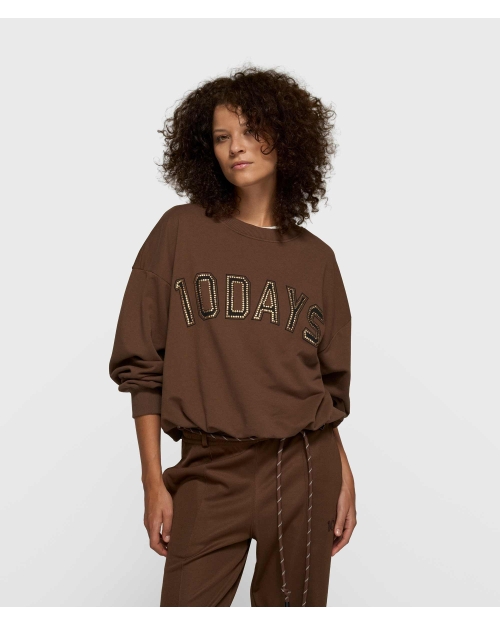 10 Days pleated sweater 10DAYS 1322 dark truffle