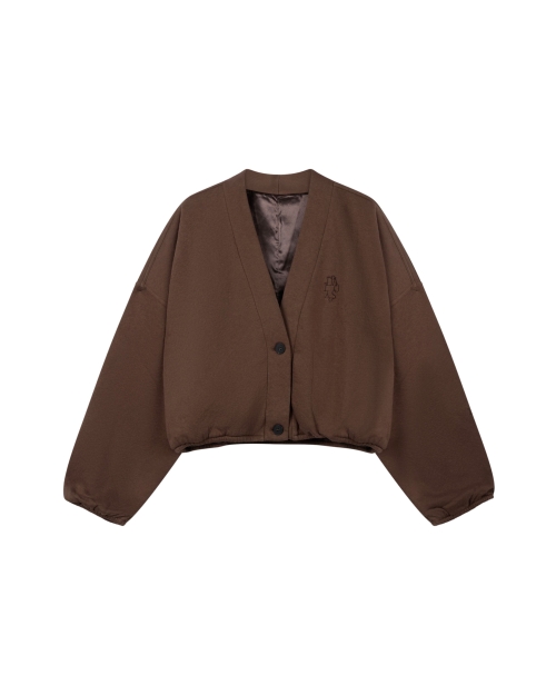 10 Days cropped baseball cardigan 1322 dark truffle
