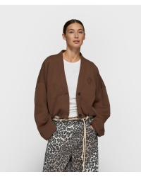 10 Days cropped baseball cardigan 1322 dark truffle