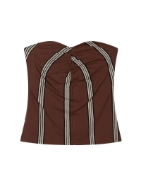 10 Days strapless top stripes 1326 deep brown